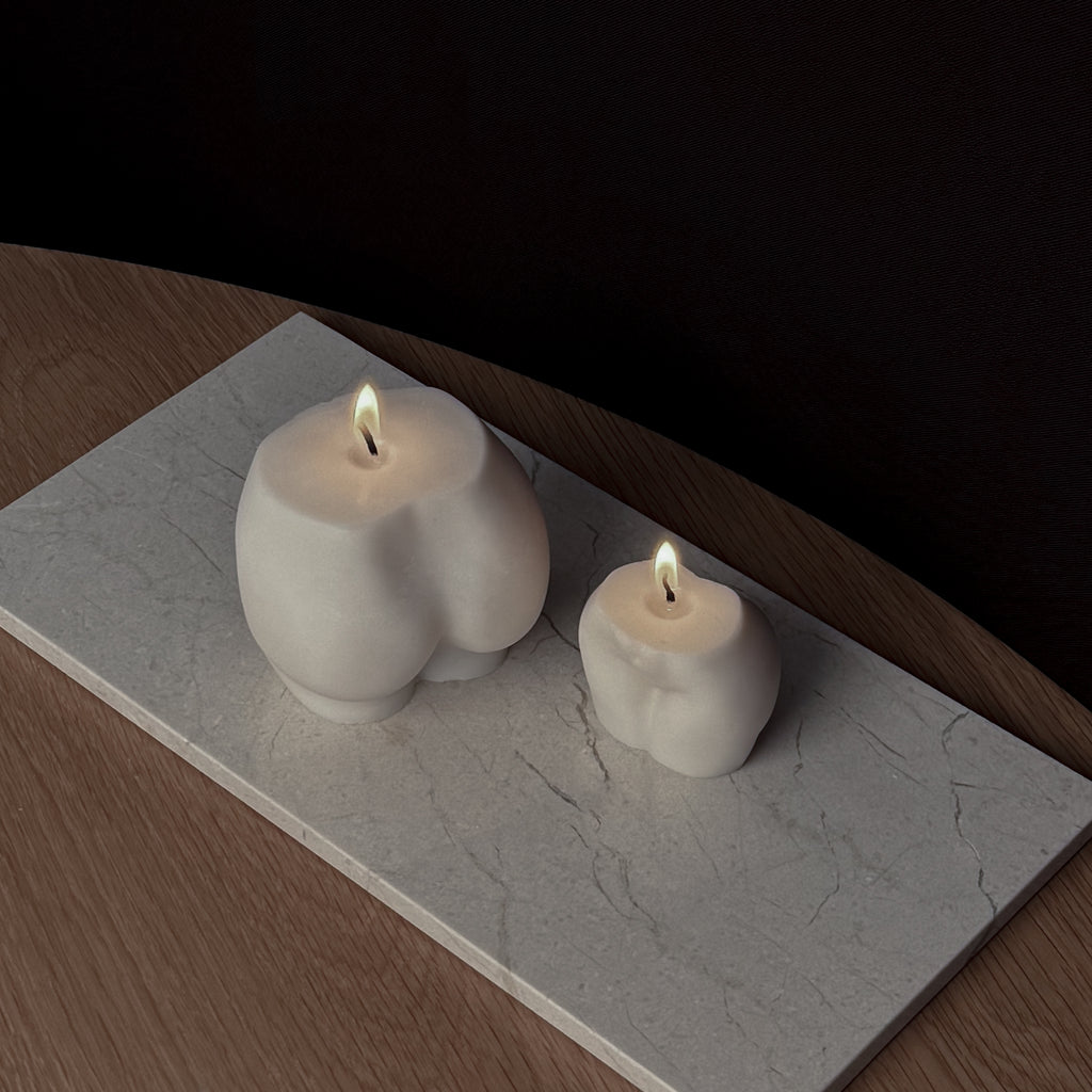 BOOTY-Kerze, Rapswachskerze, Baumwoll-Docht, humorvolles Design, freche Kerze, körperbetontes Design, nachhaltige Kerze, Geschenkidee, witzige Dekoration, handgefertigte Kerze, minimalistisches Design.