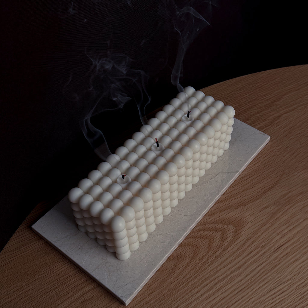 BLOCK-Kerze, Bubble-Design, Rapswachskerze, mehrflammige Kerze, Baumwoll-Dochte, modernes Dekor, minimalistisches Design, umweltfreundliche Kerze, Geschenkidee, einzigartige Dekoration, luxuriöse Wohnkultur.