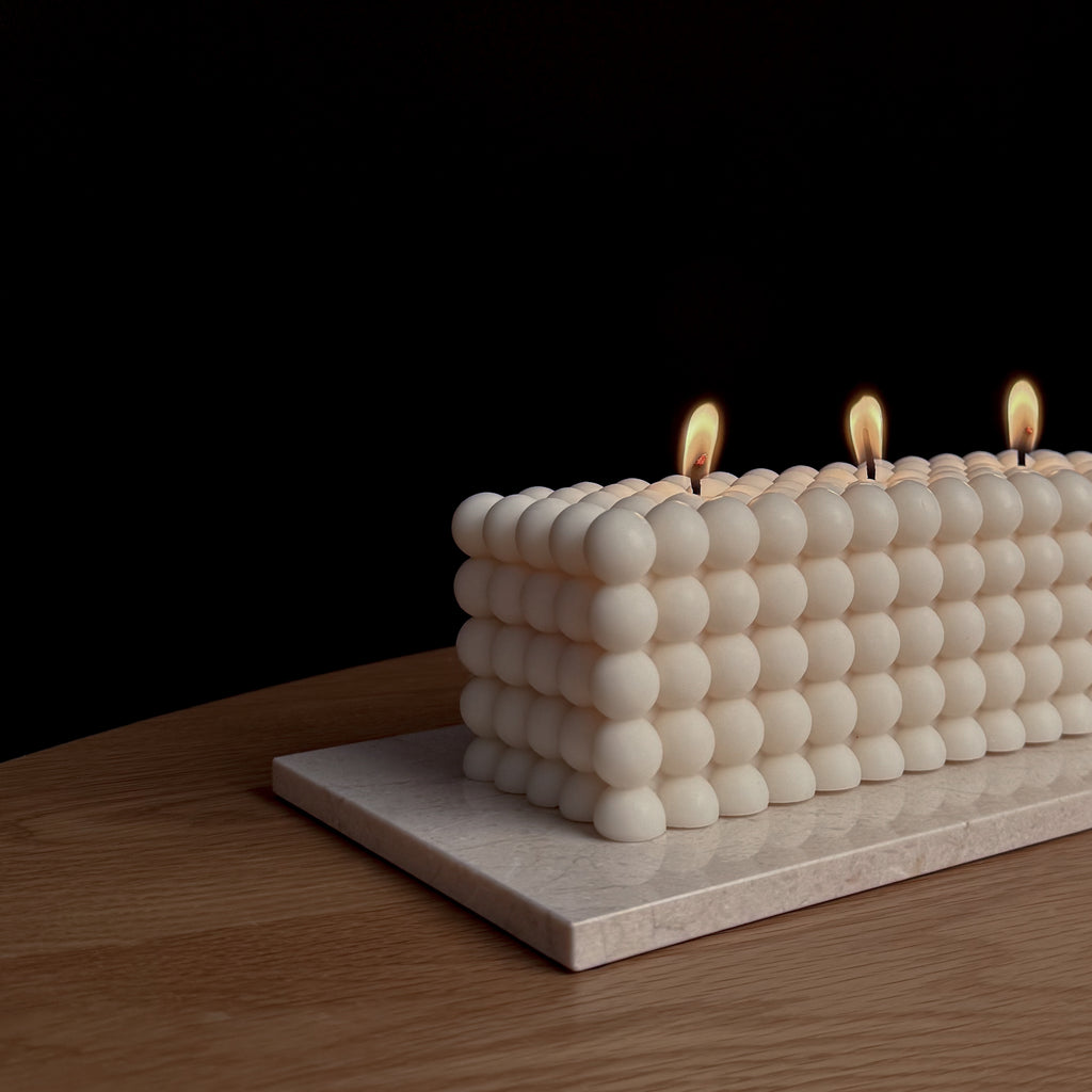 BLOCK-Kerze, Bubble-Design, Rapswachskerze, mehrflammige Kerze, Baumwoll-Dochte, modernes Dekor, minimalistisches Design, umweltfreundliche Kerze, Geschenkidee, einzigartige Dekoration, luxuriöse Wohnkultur.