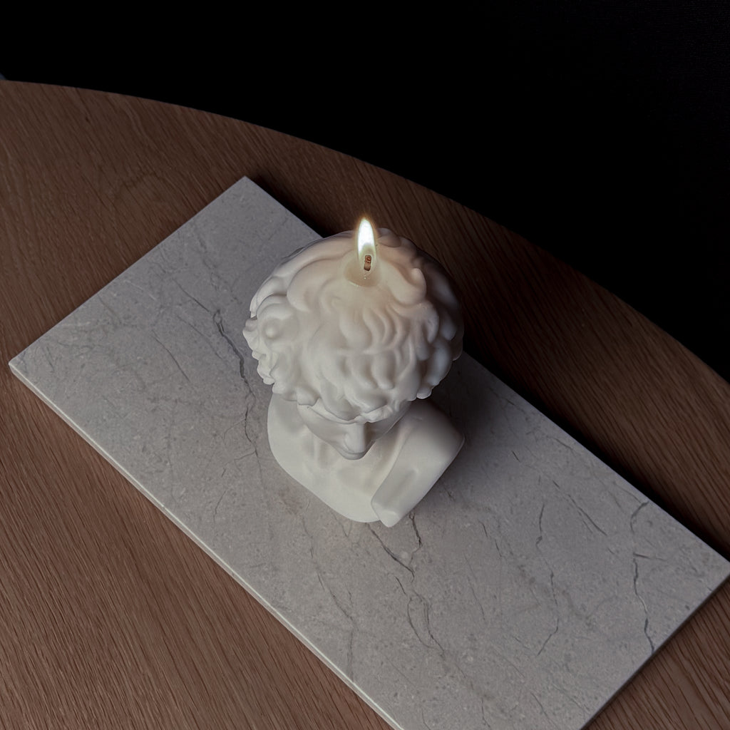 DAVID Kerze, klassische Kunst, moderne Beleuchtung, Geschenk für Kunstsammler, historisches Dekor, kulturelle Tiefe, intellektuelles Design, elegantes Wohnaccessoire, Kunstliebhaber, Galeriedekoration.
