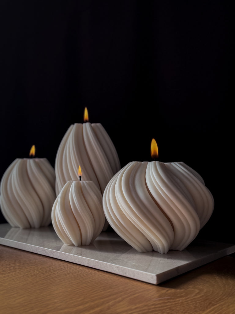 Flamekerzen, Wellenkerzen, Trendkerzen, Designerkerzen, Kerzen in Wellenform, Wave, Swirl, Gedrehte Kerzen