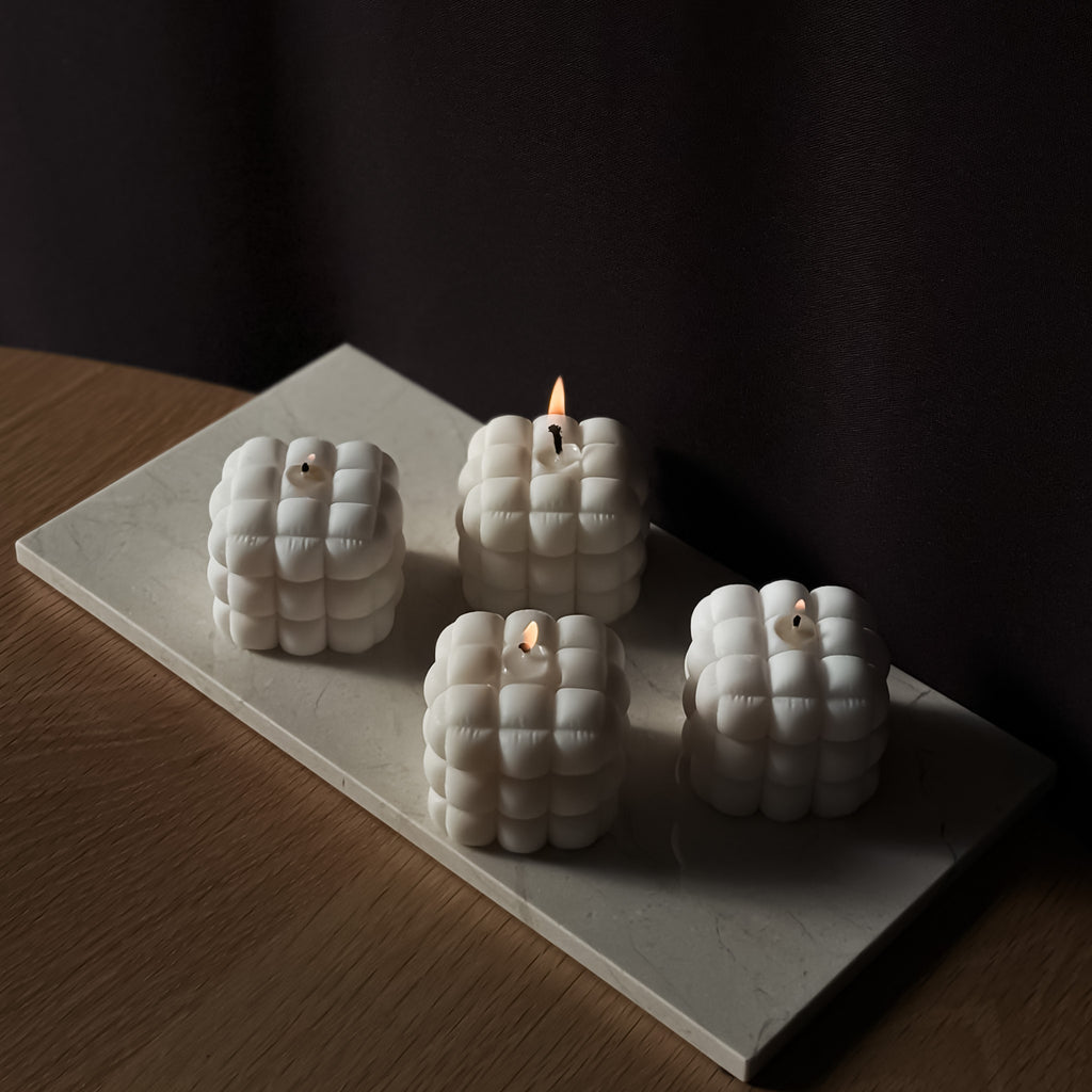 Kerze Kissen, Kissenkerze, Bubblekerze, Kleine Kerze, Designerkerze, Luftige Dekorationsobjekte, Geschenkideen Adventskalender, Geschenkideen