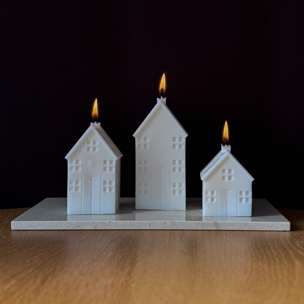 HOME Kerzen, Rapswachskerze, Kerzen in Hausform, umweltfreundliche Kerze, Geschenkidee, Heimdekor, dekorative Beleuchtung, Baumwolldocht, verschiedene Größen, Wohnkultur.