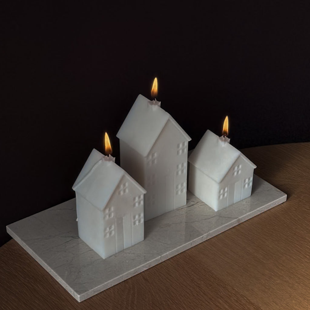 HOME Kerzen, Rapswachskerze, Kerzen in Hausform, umweltfreundliche Kerze, Geschenkidee, Heimdekor, dekorative Beleuchtung, Baumwolldocht, verschiedene Größen, Wohnkultur.