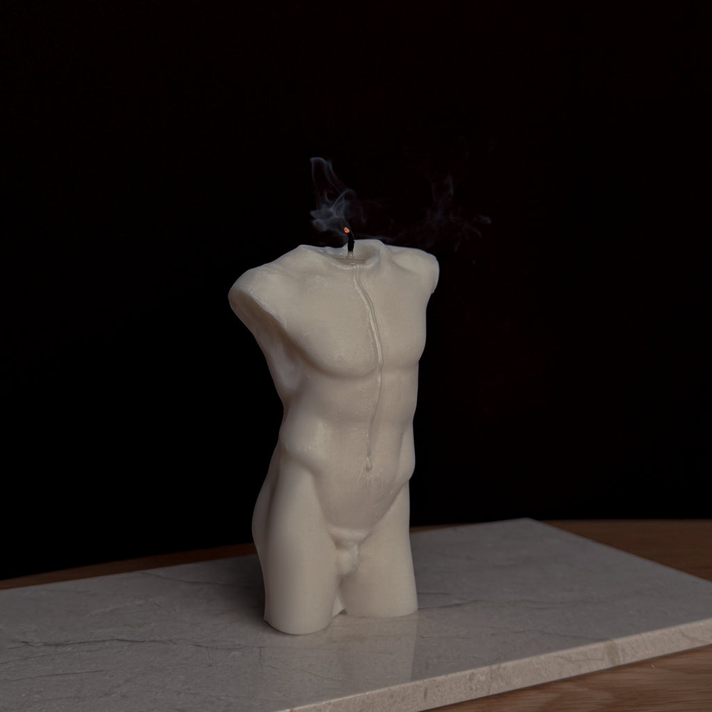 MAN Kerze, klassische Kunst, moderne Beleuchtung, Geschenk für Kunstsammler, historisches Dekor, kulturelle Tiefe, intellektuelles Design, elegantes Wohnaccessoire, Kunstliebhaber, Torso Kerze, Frau Torso Kerze.