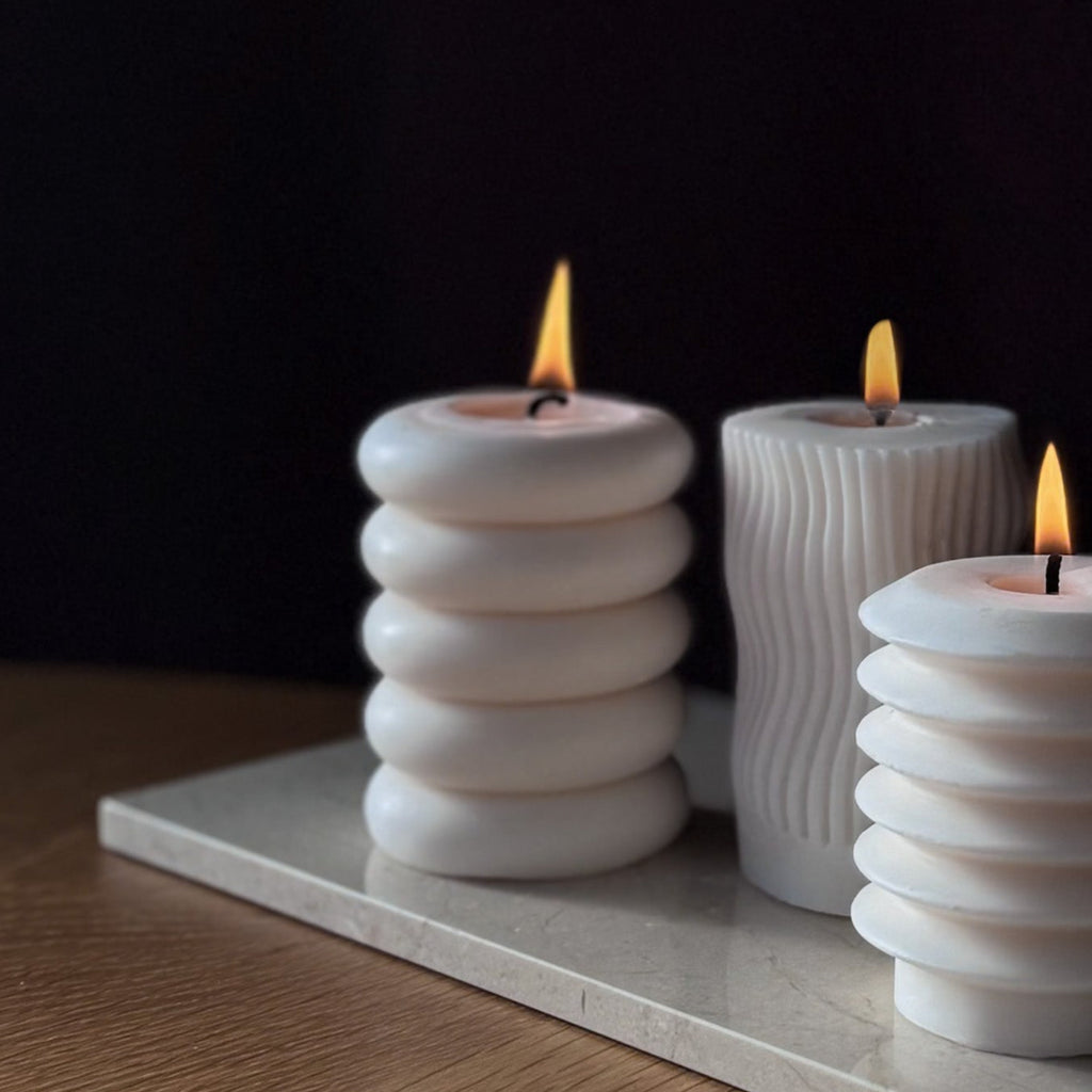 Donutkerze, Gedrehte Kerze, Donutform Dekoration, Dekoideen timeless, Japandistyle Dekoidee, Kerzen, Geschenkideen, Geschenke für Freundin, Geschenke Umzug